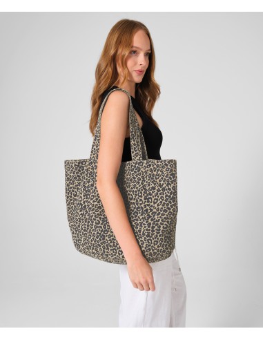 WES-W335-Leopard Print Canvas Shopper